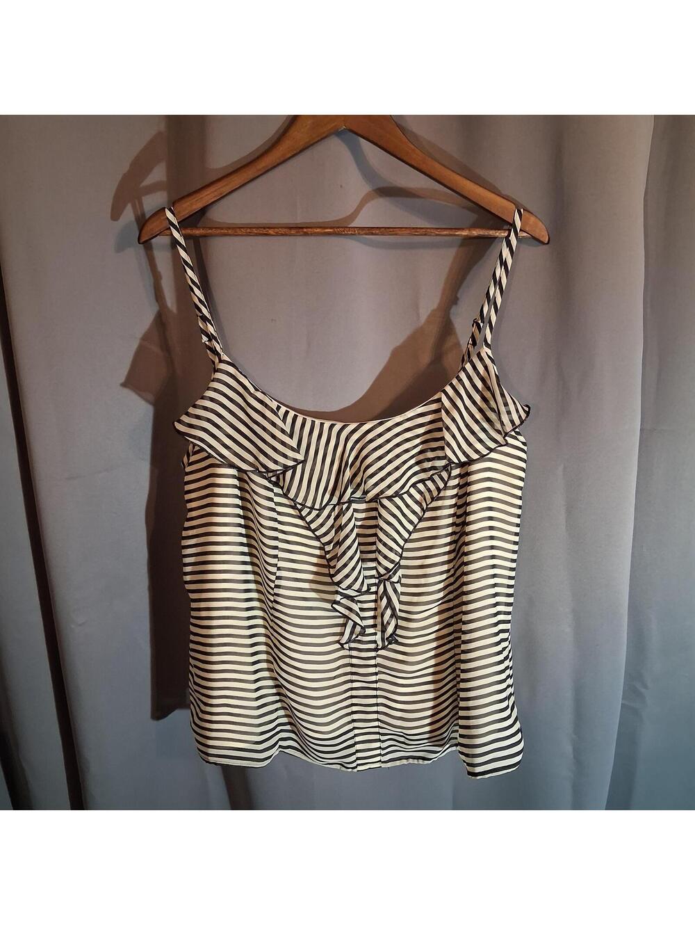 Striped Ruffle Detail Sleeveless Top